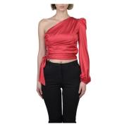 Pinko One-Shoulder Blouse i Thira Stil Red, Dam