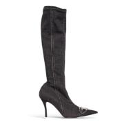 Diesel Knee-High Denim Stövlar i T8013 Black, Dam