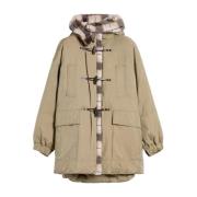 Max Mara Weekend Beige Huva Parka Kollad Kappa Beige, Dam