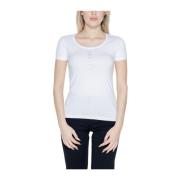 Emporio Armani EA7 Bomullsblandning Stretch T-shirt Damkollektion Whit...