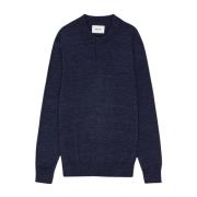 Nn07 Ull Mouline Polo Sweater Navy Blue, Herr