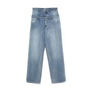 Tibi Klassiska Denim Midja Slouchy Snickarbyxor Blue, Dam