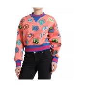 Dolce & Gabbana Rosa Logo Print Sweatshirt Pullover Multicolor, Dam