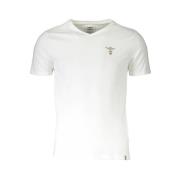 Aeronautica Militare Vit Bomull V-ringad Logotyp T-shirt White, Herr