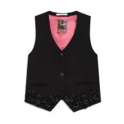 Maliparmi Precious Fringes Vest Black, Dam