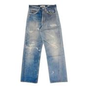 Our Legacy Vintage Denim Print Wide Leg Jeans Blue, Herr