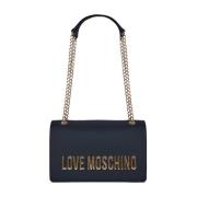 Love Moschino Svart Eco-Läder Baguette med Guld Metall Märkeslogotyp B...