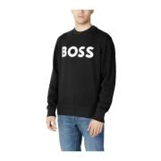 Hugo Boss Bomull Hoodless Sweatshirt Black, Herr