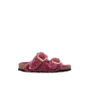 Birkenstock Shearling Sandaler med Stor Spänne Pink, Dam