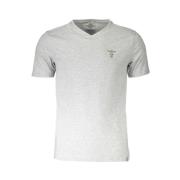 Aeronautica Militare Grå Bomull V-ringad Logotyp T-shirt Gray, Herr