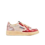 Autry Vintage Läder Sneakers Vit/Röd/Rosa Multicolor, Dam