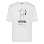 Moschino Vit Crew Neck T-shirt med Logo White, Herr