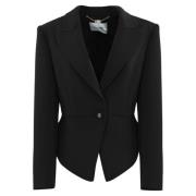 Blugirl Svart Crepe Blazer Långärmad V-ringning Black, Dam