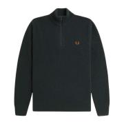 Fred Perry Texturerad Ull Half-Zip Tröja Green, Herr