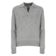 Saint Barth Grå Ull Cashmere Tröja Kvinna Krage Gray, Dam