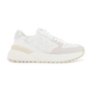 PINKO Love Birds Läder Sneakers med Mesh White, Dam