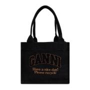 Ganni Denim Shopper Väska Black, Dam