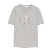 Tory Burch Grå Crew Neck Kortärmad Topp Gray, Dam