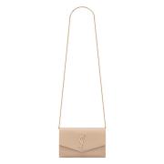 Saint Laurent Elegant Beige Läder Clutch Väska Beige, Dam