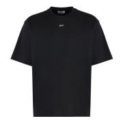 Off White Ribbad Crew-Neck Bomull T-shirt Black, Herr