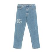 Gucci Slim-Fit Denim Jeans med Logo Blue, Herr