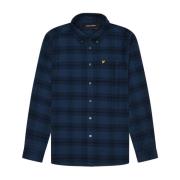 Lyle & Scott Rutig Flanellskjorta Blue, Herr