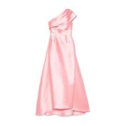 Solace London Rosa One-Shoulder Draperad Klänning Pink, Dam