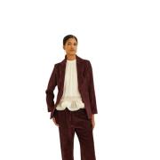 Souvenir Burgundy Corduroy Jacka Knappad Fram Red, Dam