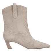 Estro Damers Beige Velour Cowboy Boots Beige, Dam