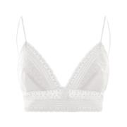 Ermanno Scervino Vit Bomullsspets Top med Veck White, Dam