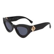 Fendi Stiliga oregelbundna form solglasögon Black, Unisex