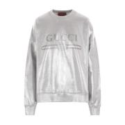 Gucci Vintage Logo Silver Bomullströja Gray, Dam