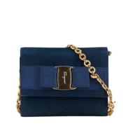 Salvatore Ferragamo Pre-owned Pre-owned Tyg axelremsvskor Blue, Dam