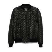 Emporio Armani Svart dragkedja-fram baseball krage kappa Black, Herr