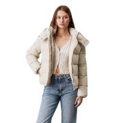 Calvin Klein Beige Jacka med Avtagbar Huva Beige, Dam