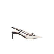 Roger Vivier Vita Lackläder Slingback Klackar White, Dam