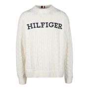 Tommy Hilfiger Ullblandad Stickad Tröja Beige, Herr