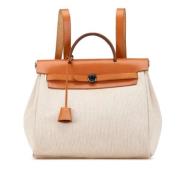 Hermès Vintage Pre-owned Canvas ryggsckar Beige, Dam