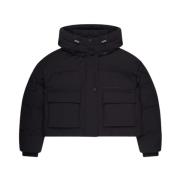 Off The Pitch Svart Cropped Puffer Jacka Dam Black, Dam