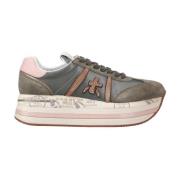 Premiata Grå Läder Sneakers Beth Modell Multicolor, Dam