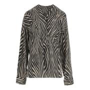 By Malene Birger Zebra Mönster Silk Blandning V-ringad Skjorta Multico...