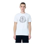 Moncler Bomull Jersey Logo Print T-Shirt White, Herr