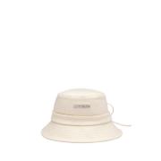 Jacquemus Off White Bucket Hat med Logo Beige, Herr