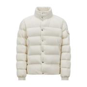 Moncler Vit Kort Dunjacka med Flocked Nylon White, Herr