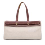 Hermès Vintage Pre-owned Canvas axelremsvskor Beige, Dam