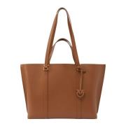 Pinko Stor Hammrad Läder Shopper Väska Brown, Dam