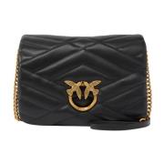 PINKO Quiltad Love Bag Classic Click Puff Black, Dam