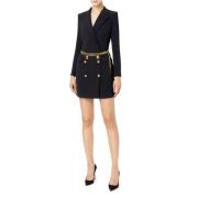 Elisabetta Franchi Dubbelknäppt stretch crepe kappa med bälte Black, D...