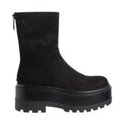 Calvin Klein Jeans Svart Zip Flatform Ankelboots Black, Dam