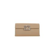 Roger Vivier Mörk Beige Satin Clutch med Kedja Beige, Dam